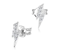 Thunder Designed CZ Silver Stud Earrings STS-4758